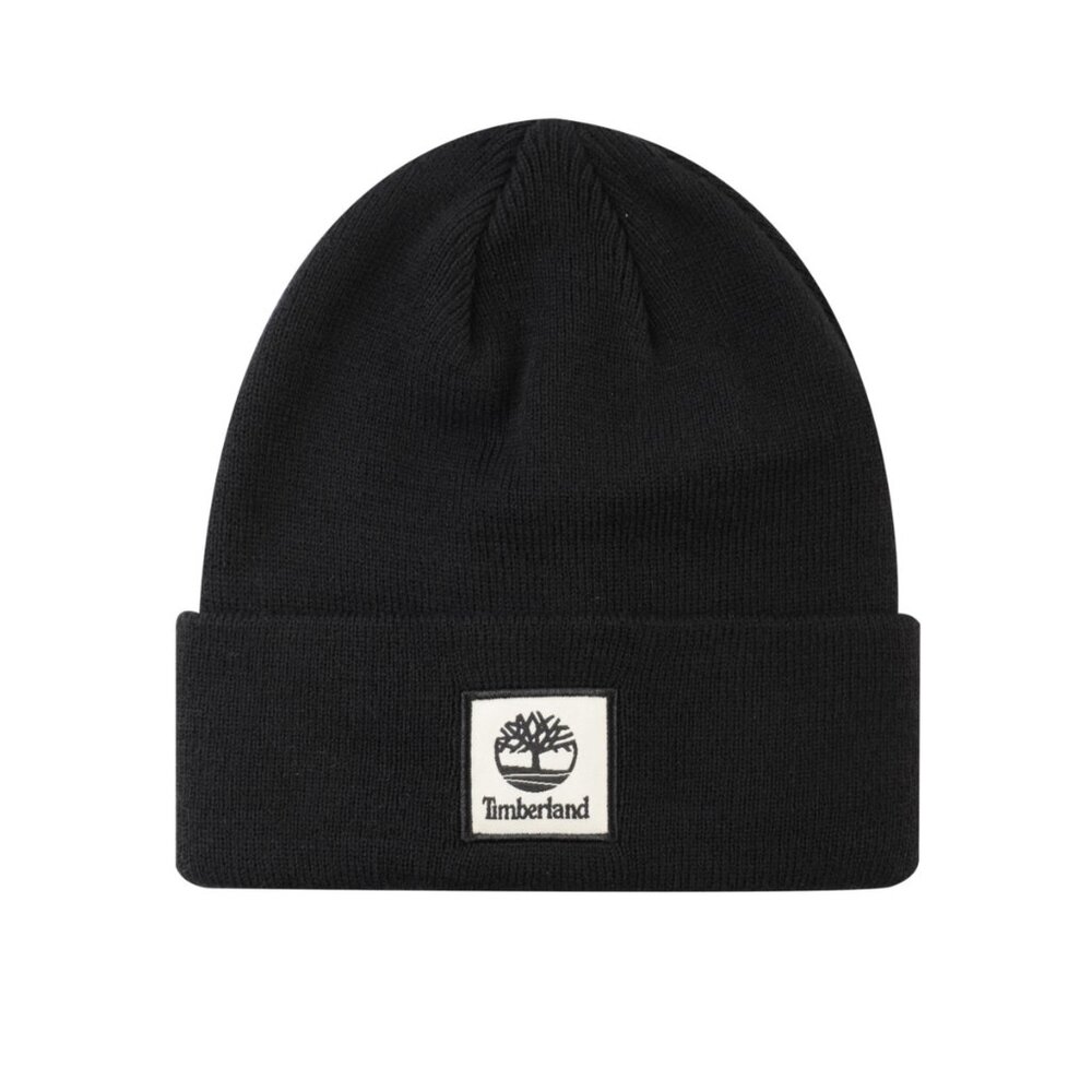 NWT Timberland Women's Classic Tonal Patch Cuffed Beanie - Black - Picture 3 of 3